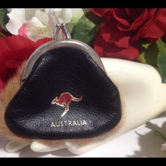 VTG Australia Kangaroo Fur Blk Leather Coin Purse - Picture 2 of 15